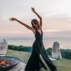 Black Boho Goddess Dress Gypsy Priestess Back Laces