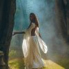 Off White Open Angel Sleeve Dress Boho Bridal