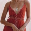 Red Boho Bridesmaid Dress Minimalist Bohemian Adjustable Maxi