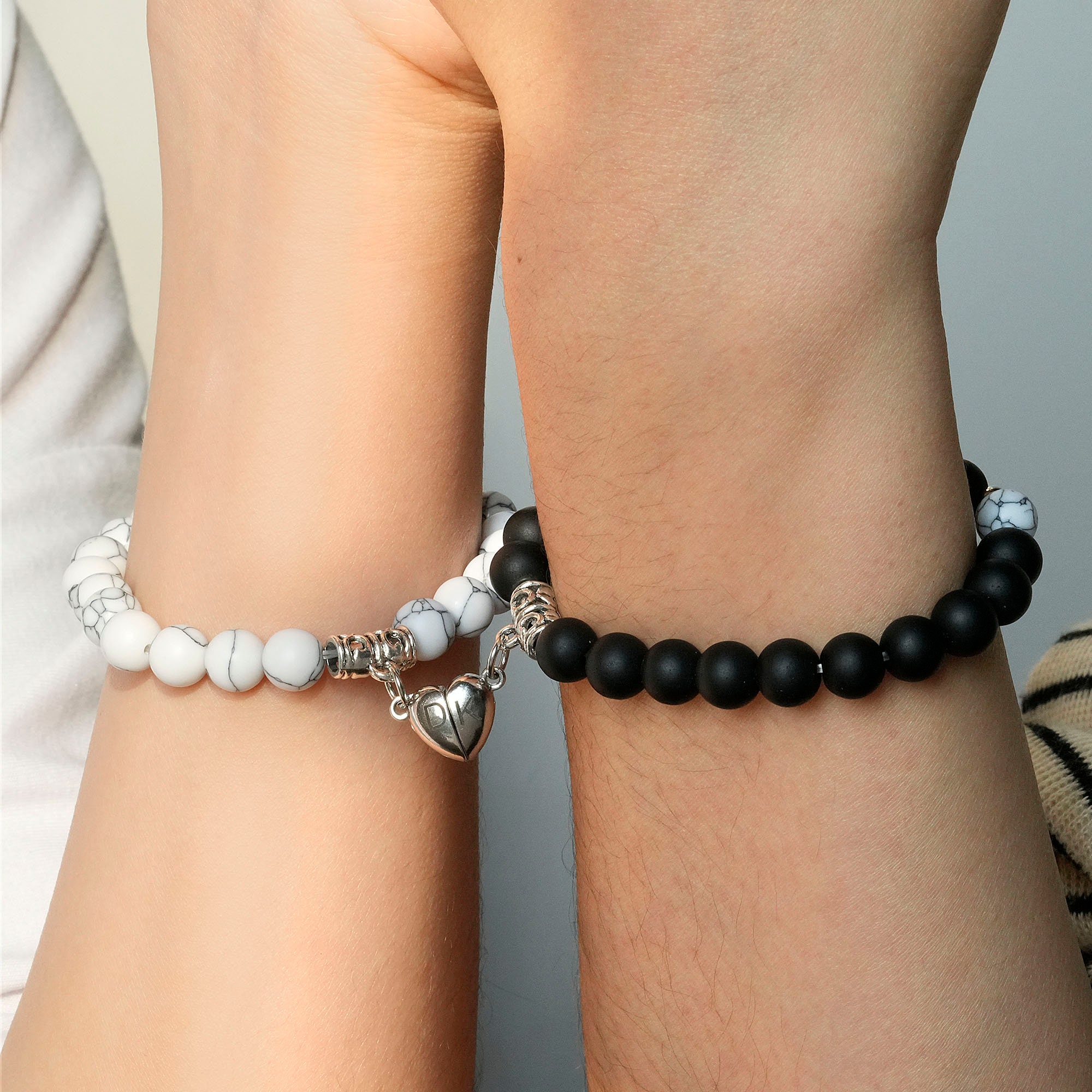 Custom Couple Initial Magnetic Bracelet Engraved Matching Gift Custom Couple Initial Magnetic Bracelet Engraved Matching Gift