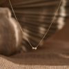 Tiny Double Heart Necklace 14k Gold Pave Minimalist