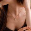 Dainty Opal Heart Necklace Minimalist White Delicate Love