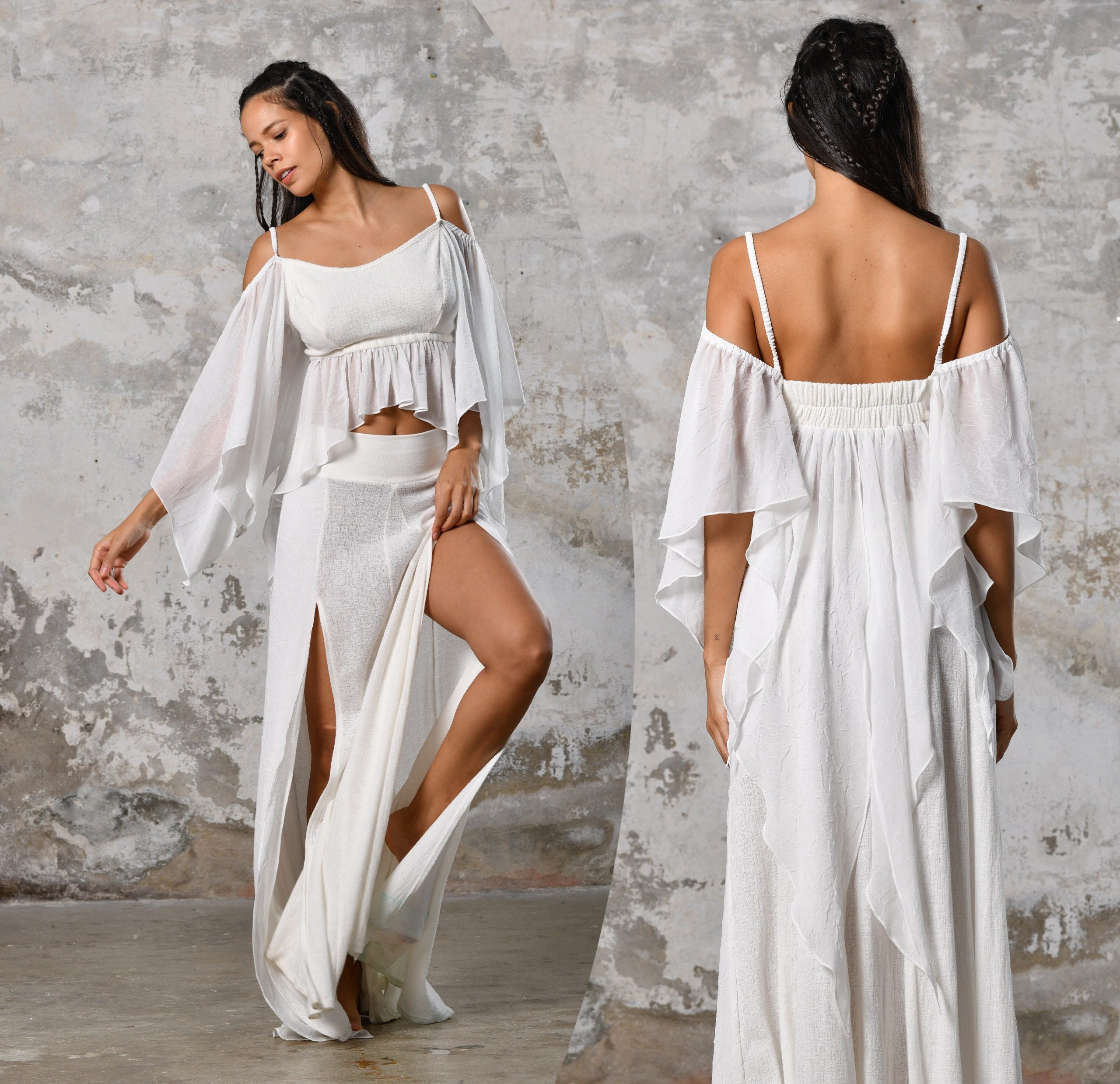 Off Shoulder White Boho Top Elegant Chic Women Off Shoulder White Boho Top Elegant Chic Women
