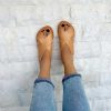 Handmade Black Leather Slingback Sandals Criss Cross Summer