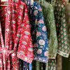 Plus Size Long Hand Block Print Kimono Robe
