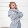 Maxi Sweatshirt Dress With Hood And Pockets Knitted
