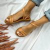 White Leather Sandals Gladiator Flats Wedding Bridal Shoes
