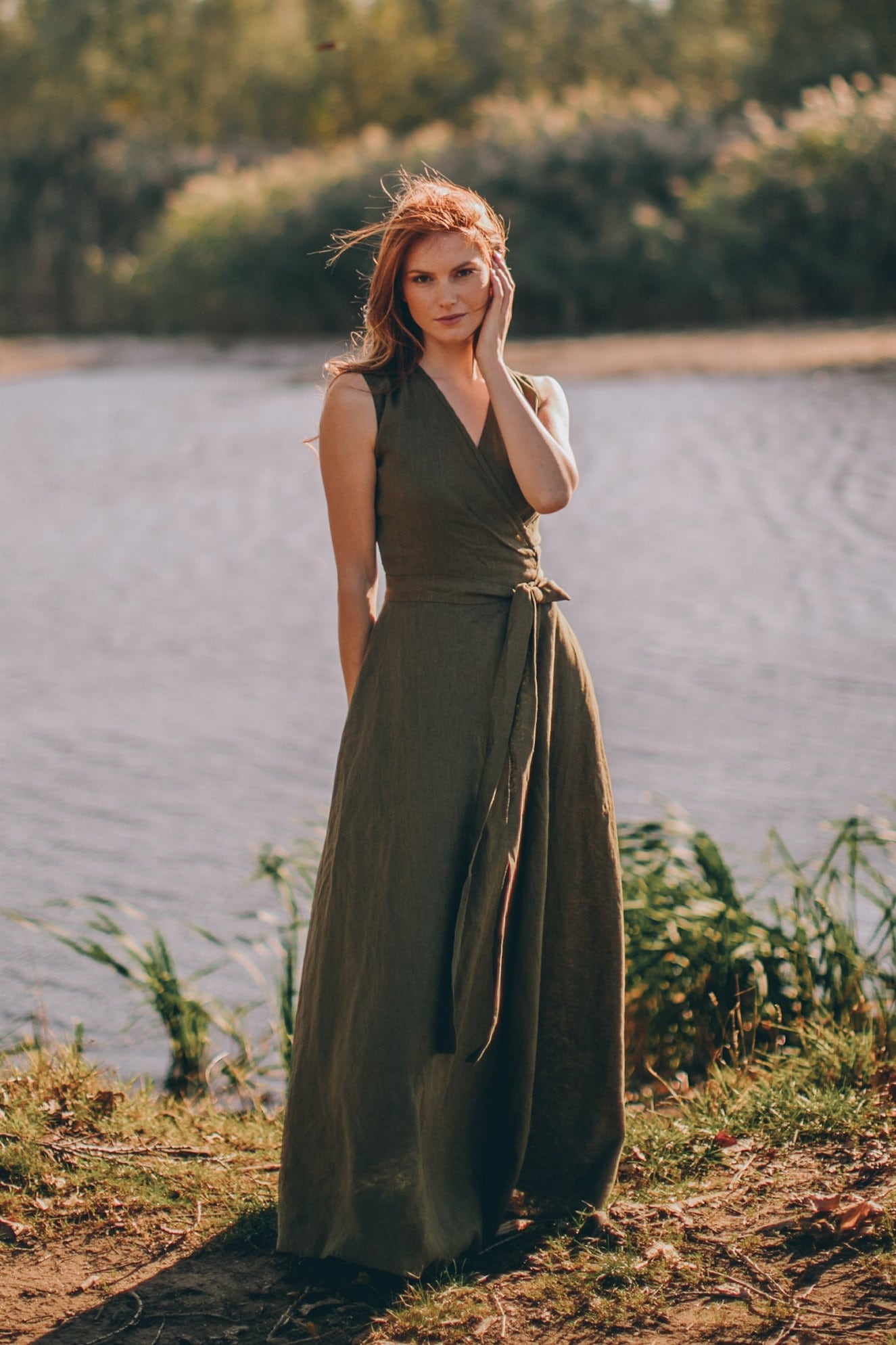 Ready To Ship Wrap Linen Dress Maxi Summer Ready To Ship Wrap Linen Dress Maxi Summer