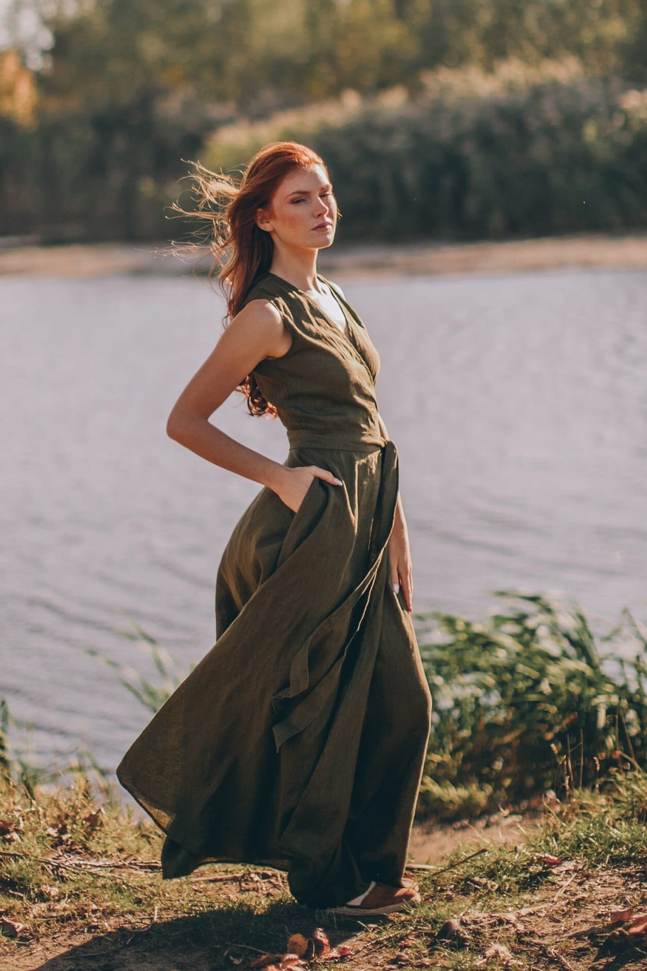 Ready To Ship Wrap Linen Dress Maxi Summer Ready To Ship Wrap Linen Dress Maxi Summer