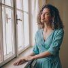 Blue Green Linen Maxi Dress Summer Wrap Elegant