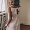 White Linen Dress For Women Minimalist Maxi Pockets