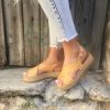 Brown Leather Slingback Sandals Criss Cross Gift Fot