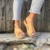 Brown Leather Slingback Sandals Criss Cross Gift Fot