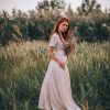 Linen Maxi Dress Boho Wedding Gown Summer Cream
