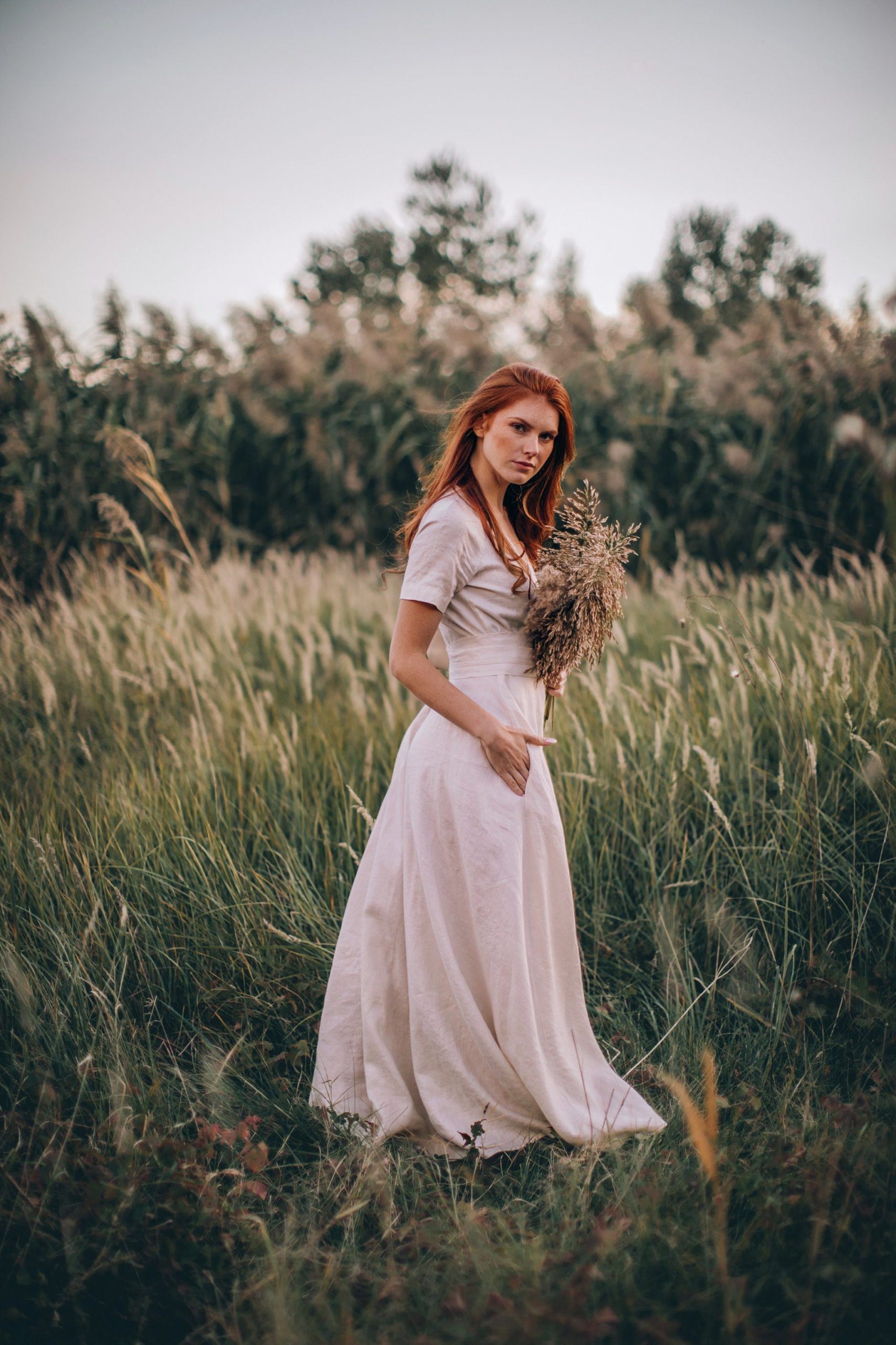 Linen Maxi Dress Boho Wedding Gown Summer Cream Linen Maxi Dress Boho Wedding Gown Summer Cream