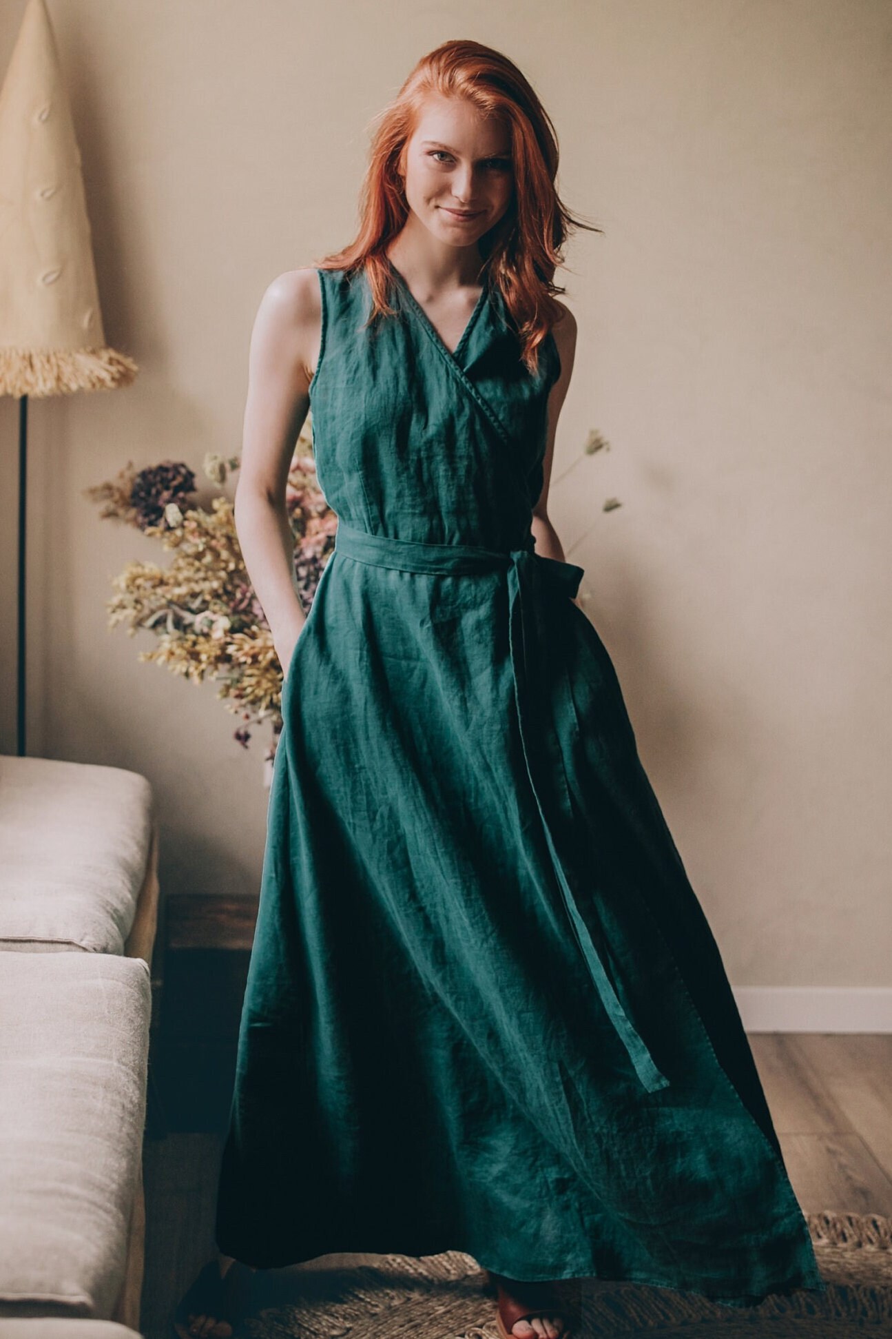Ready To Ship Wrap Linen Dress Maxi Summer Ready To Ship Wrap Linen Dress Maxi Summer