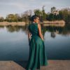 Sleeveless Linen Maxi Wrap Dress Emerald Green Plus