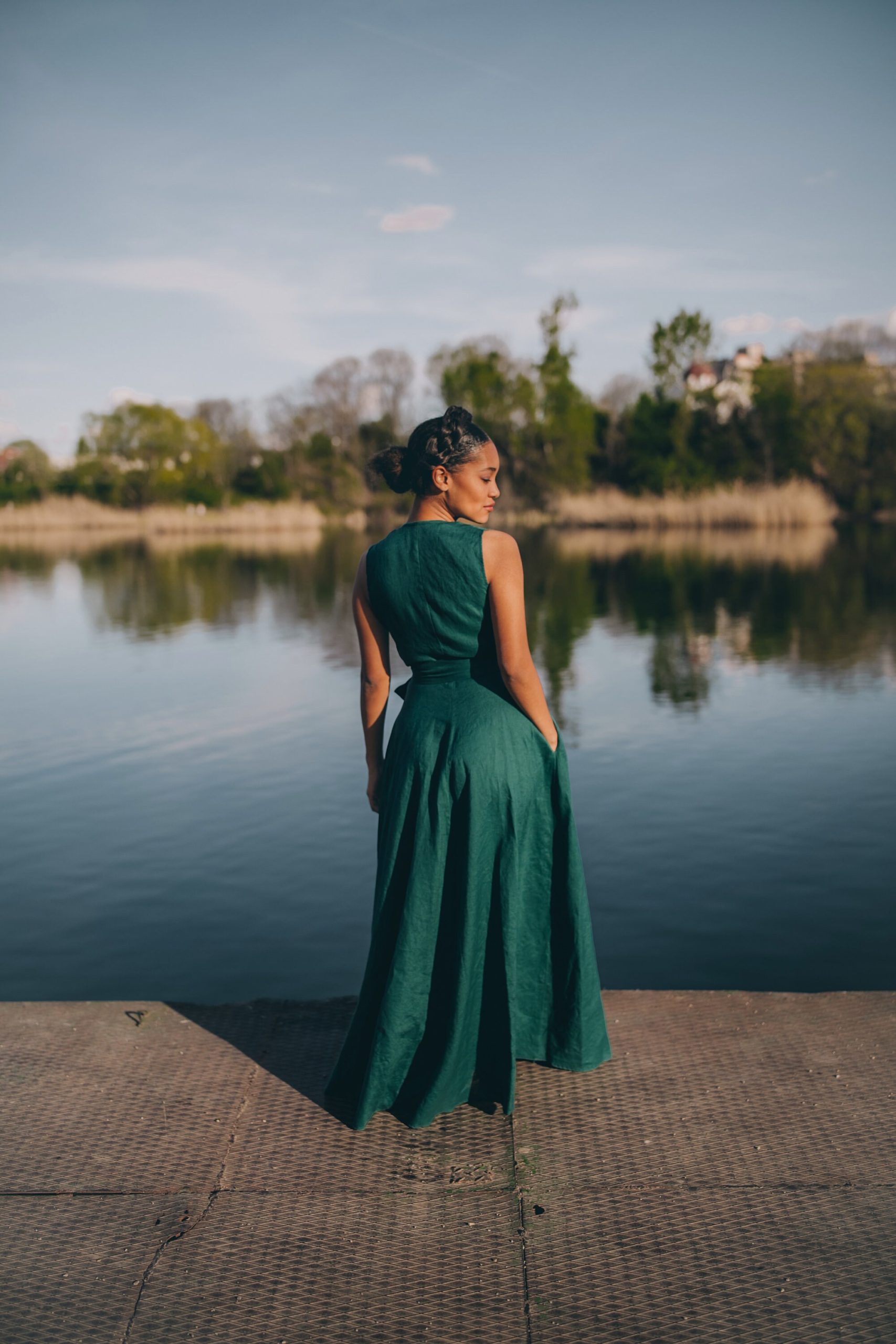 Sleeveless Linen Maxi Wrap Dress Emerald Green Plus Sleeveless Linen Maxi Wrap Dress Emerald Green Plus