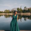 Sleeveless Linen Maxi Wrap Dress Emerald Green Plus