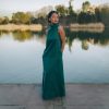 Minimalist Linen Maxi Dress Sleeveless Cowl Neck Summer