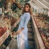 Light Blue Linen Maxi Shirt Dress: Boho Tunic