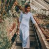 Light Blue Linen Maxi Shirt Dress: Boho Tunic