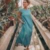 Linen Dress With Pockets Midi Clothing For Women