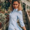 Light Blue Linen Maxi Shirt Dress: Boho Tunic