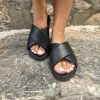 Brown Leather Slingback Sandals Criss Cross Gift Fot