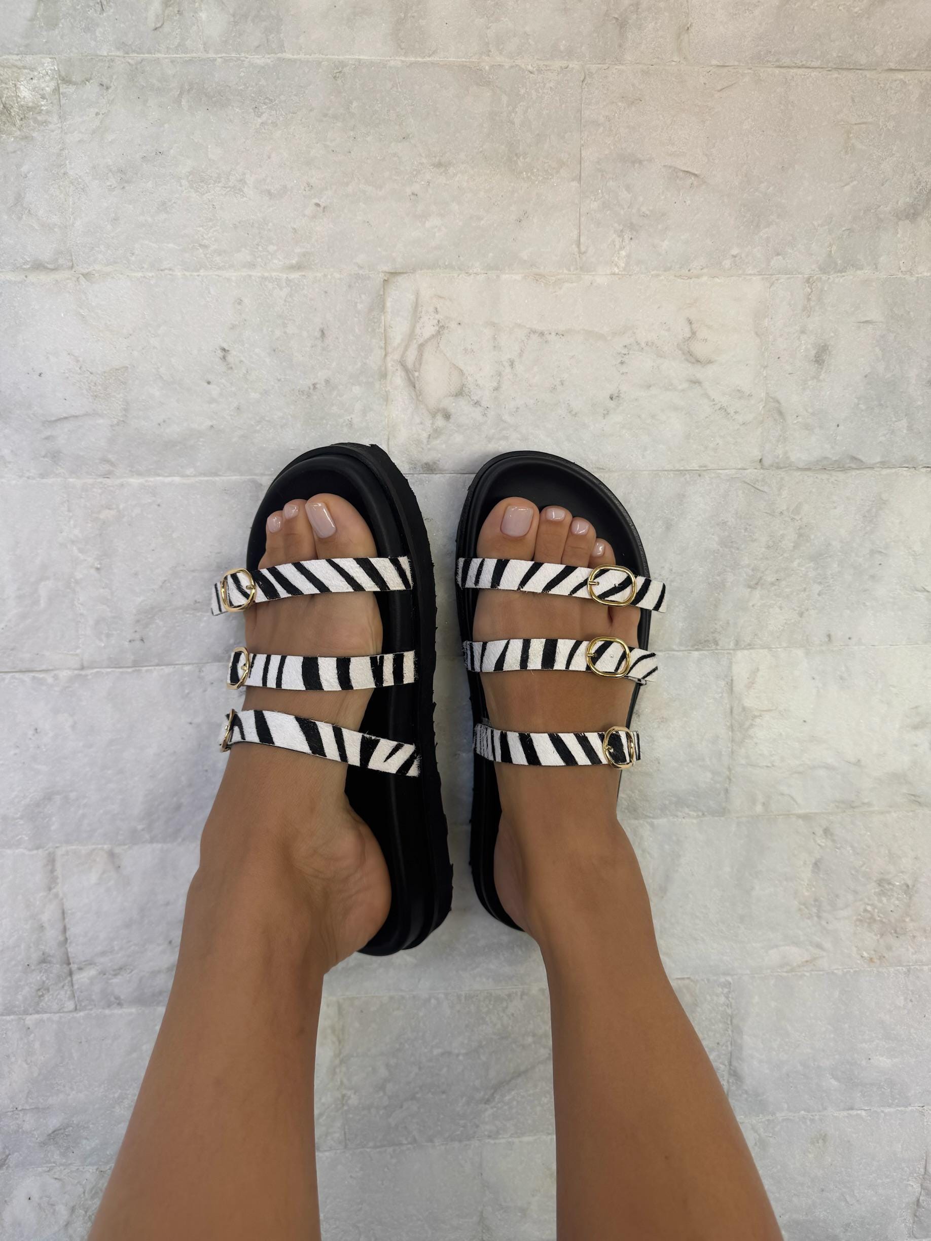 Black Leather Platform Sandals Summer Shoes Buckle Strap Black Leather Platform Sandals Summer Shoes Buckle Strap