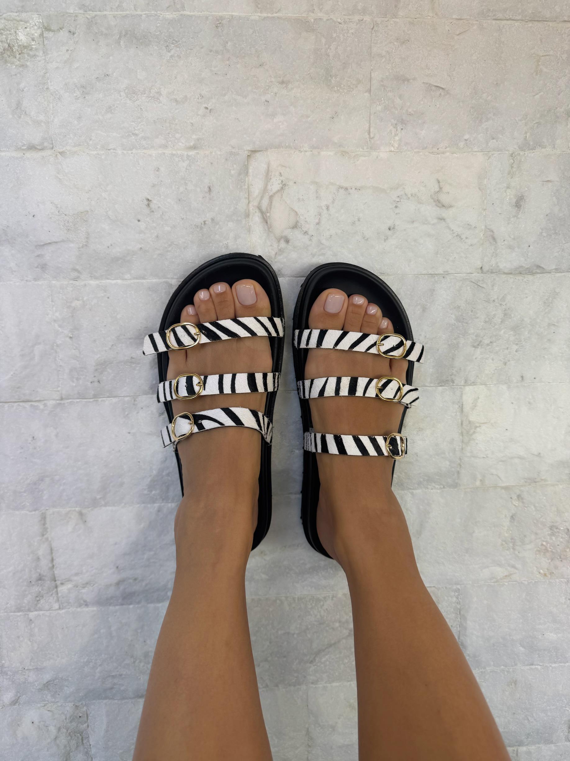 Platform Sandals Zebra Print Summer Shoes Full Grain Platform Sandals Zebra Print Summer Shoes Full Grain