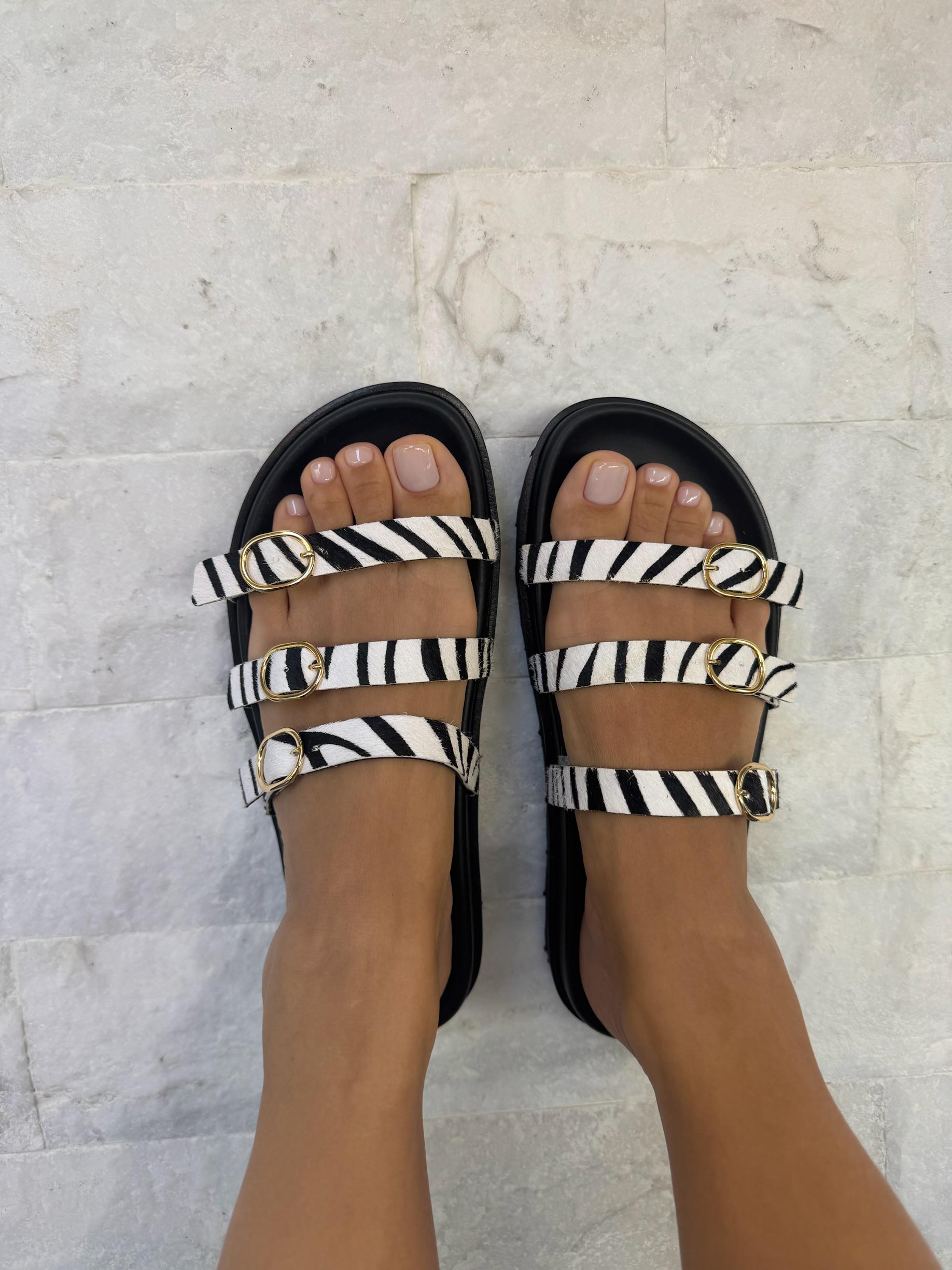 Platform Sandals Zebra Print Summer Shoes Full Grain Platform Sandals Zebra Print Summer Shoes Full Grain