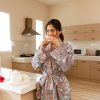 Long Hand Block Print Kimono Robe In Meadow