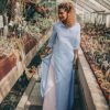 Light Blue Linen Maxi Shirt Dress: Boho Tunic